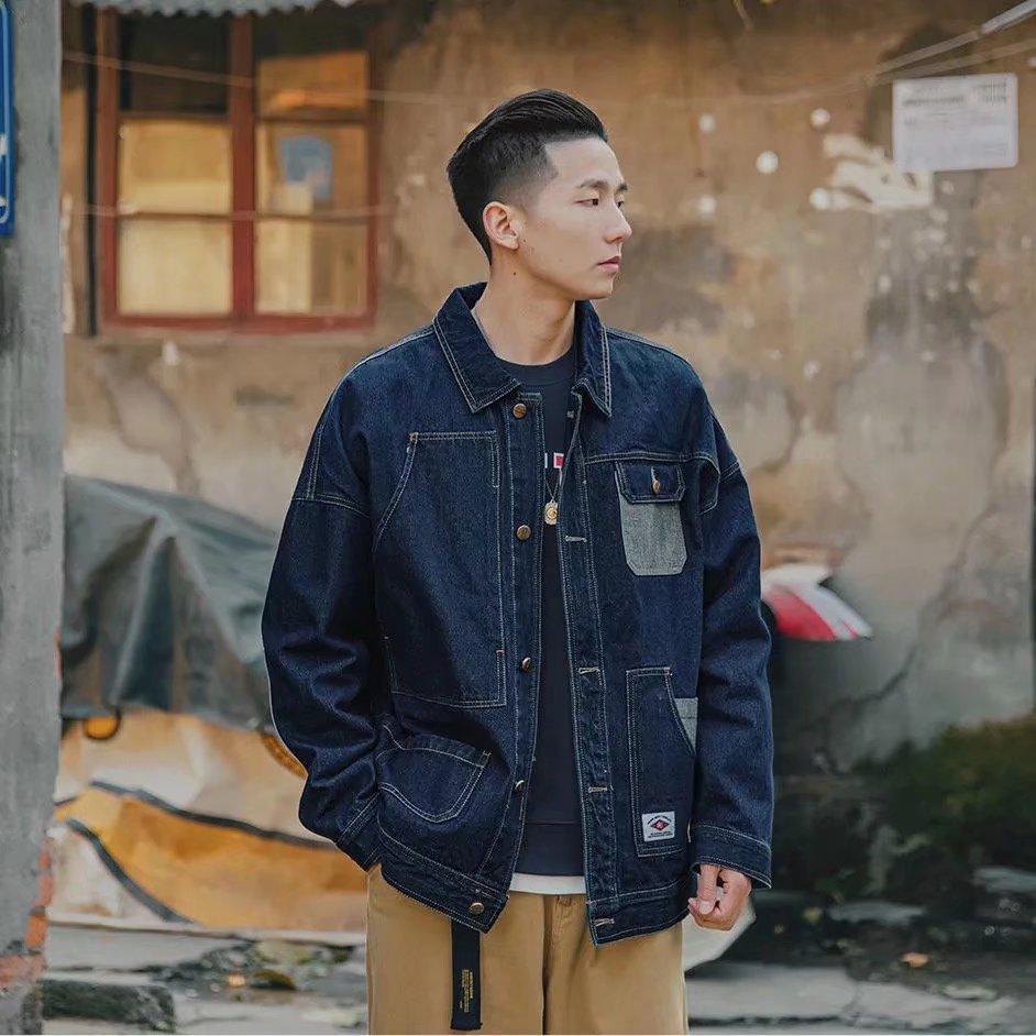 Corduroy Stitching Denim Baggy Coat - Amazitshop