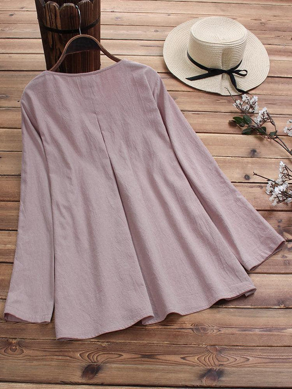 Cotton and linen plus size shirt, pull strip shirt, women's shirt - Amazitshop