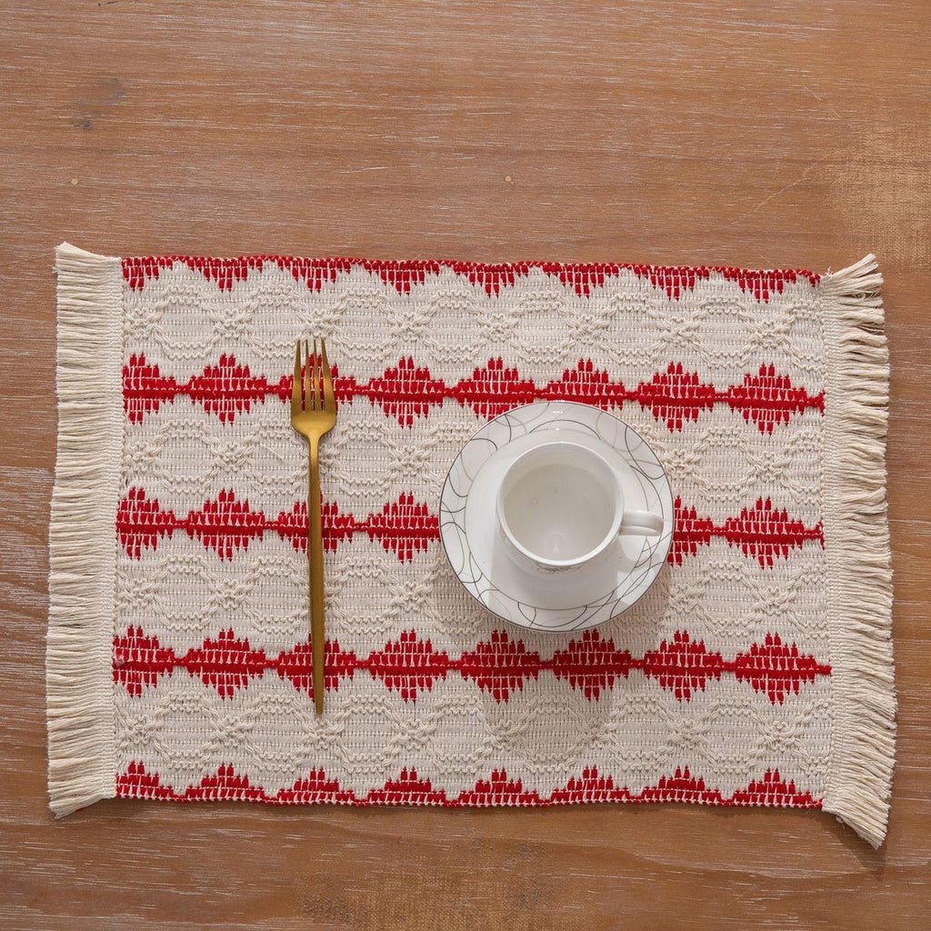 Cotton And Linen Style Fabric Woven Placemat - Amazitshop