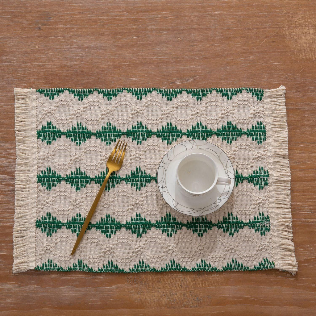 Cotton And Linen Style Fabric Woven Placemat - Amazitshop