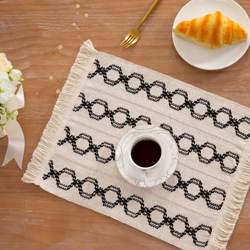 Cotton And Linen Style Fabric Woven Placemat - Amazitshop