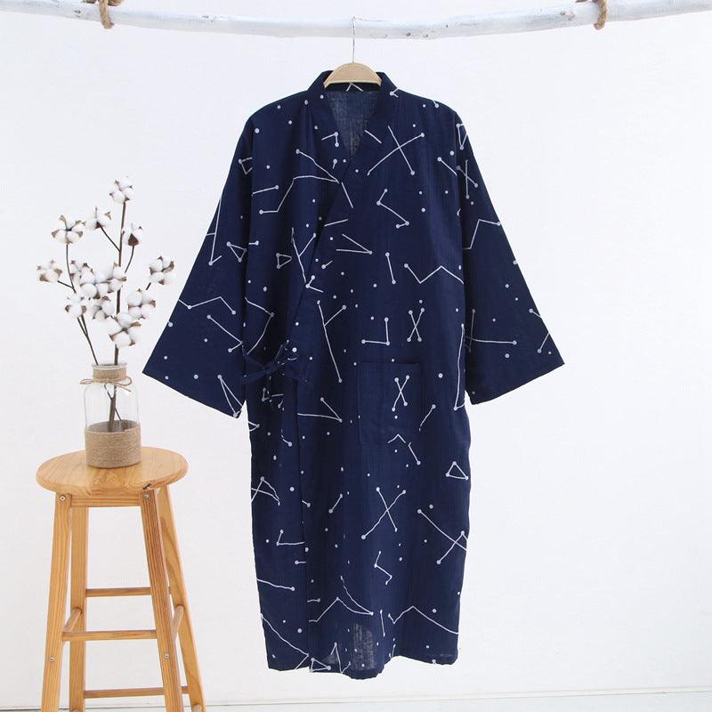 Cotton Gauze Lace - up Home Wear Cotton Moisture - wicking Clothing Kimono Robe - Amazitshop