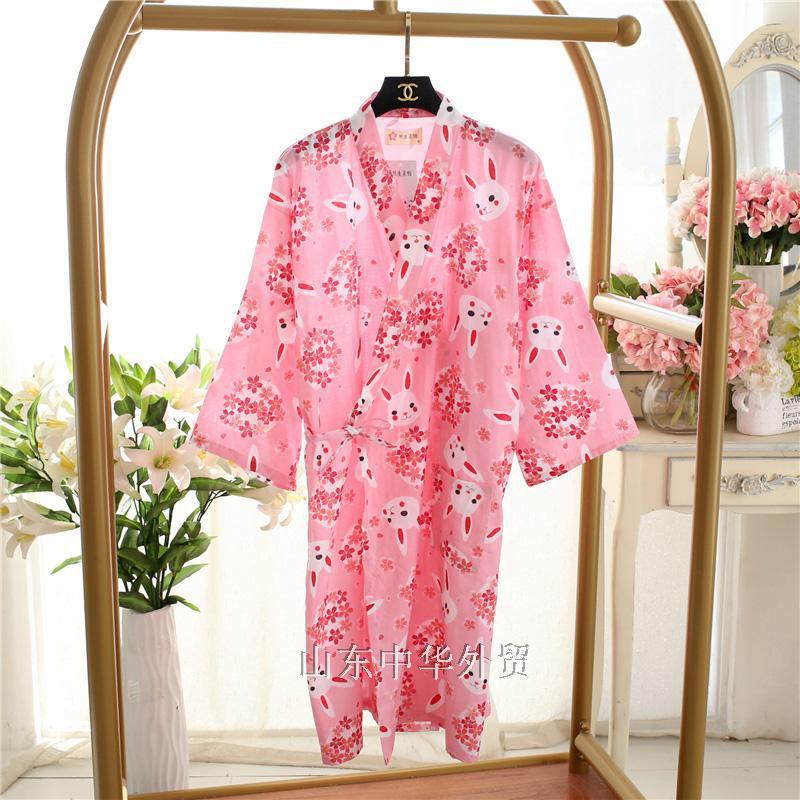 Cotton Gauze Lace - up Home Wear Cotton Moisture - wicking Clothing Kimono Robe - Amazitshop