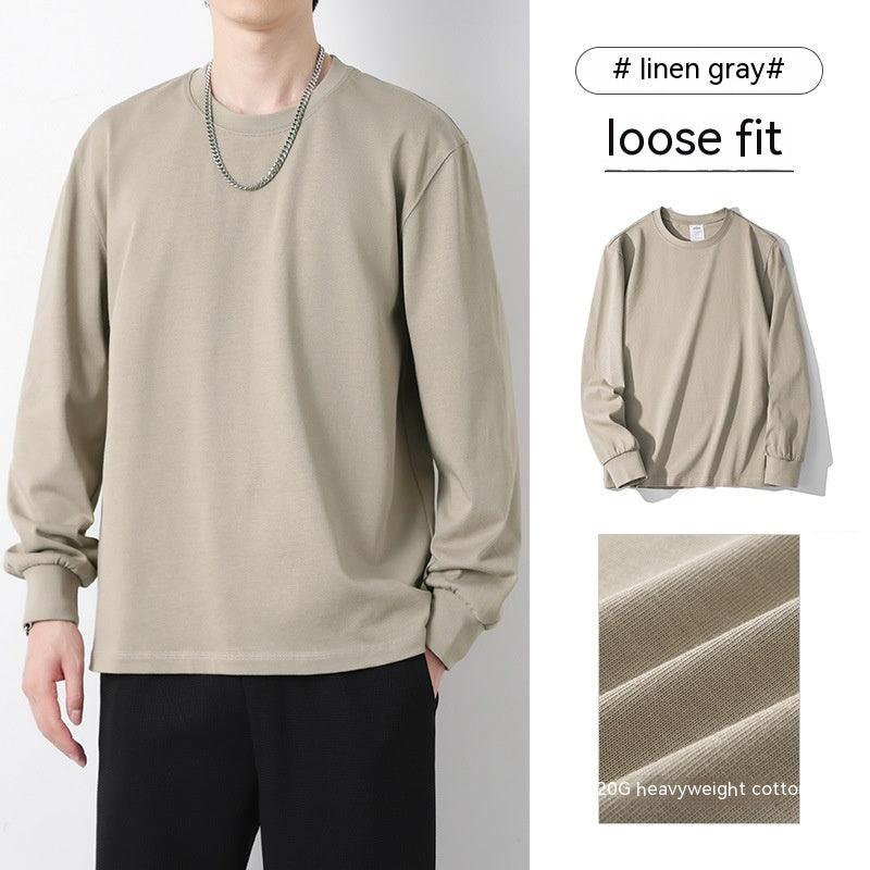 Cotton Round Neck Long Sleeves T-shirt Men's Loose All - match Casual - Amazitshop