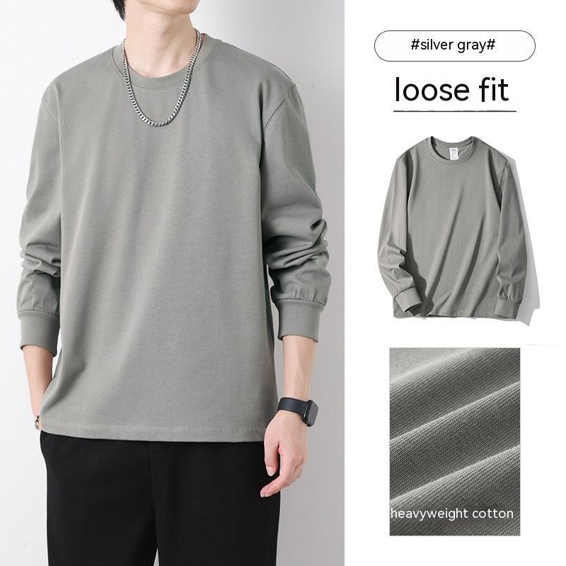 Cotton Round Neck Long Sleeves T-shirt Men's Loose All - match Casual - Amazitshop