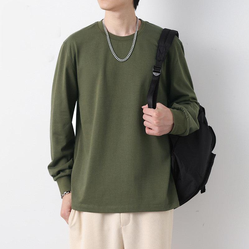 Cotton Round Neck Long Sleeves T-shirt Men's Loose All - match Casual - Amazitshop