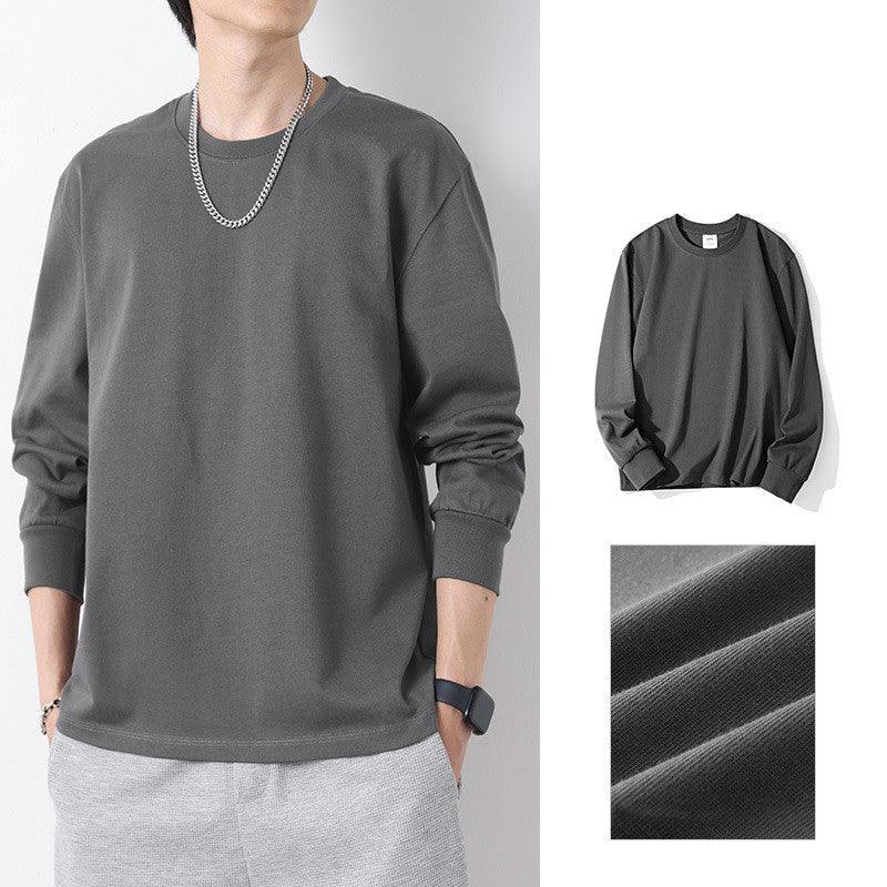 Cotton Round Neck Long Sleeves T-shirt Men's Loose All - match Casual - Amazitshop
