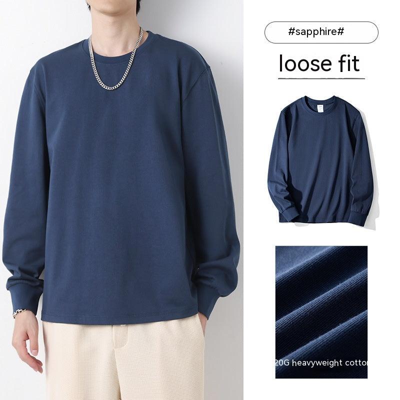 Cotton Round Neck Long Sleeves T-shirt Men's Loose All - match Casual - Amazitshop