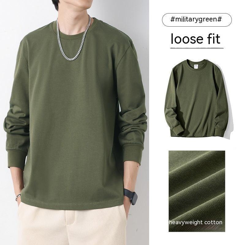 Cotton Round Neck Long Sleeves T-shirt Men's Loose All - match Casual - Amazitshop
