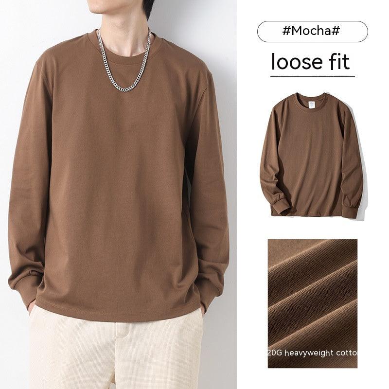 Cotton Round Neck Long Sleeves T-shirt Men's Loose All - match Casual - Amazitshop