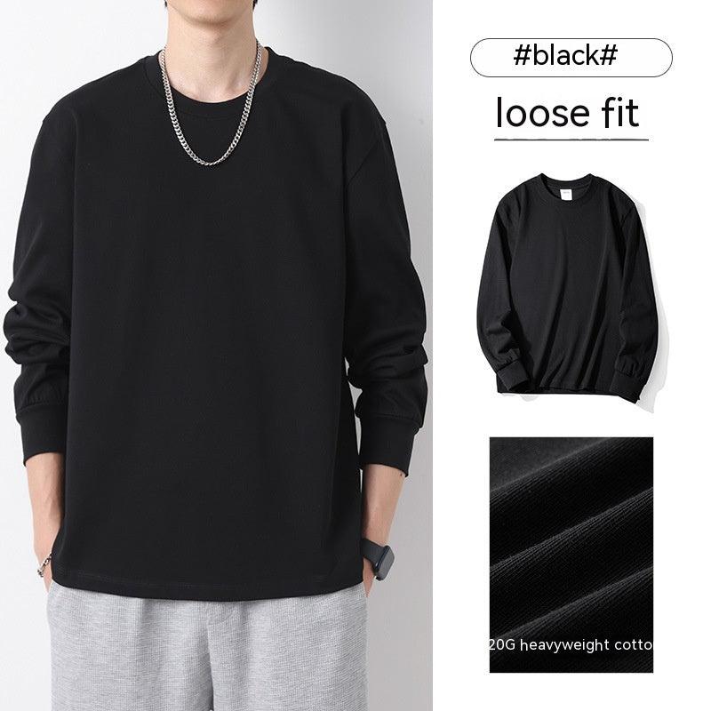 Cotton Round Neck Long Sleeves T-shirt Men's Loose All - match Casual - Amazitshop