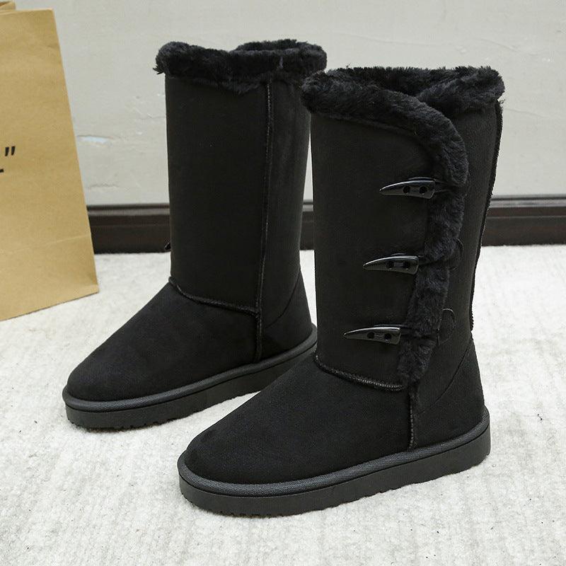 Cotton Shoes Thickened Mid - top Snow Boots Middle Tube Leather Boots - Amazitshop