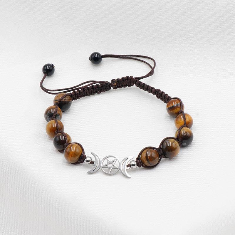 Couple Natural Stone Crystal Colorful Stone Woven Bracelet - Amazitshop