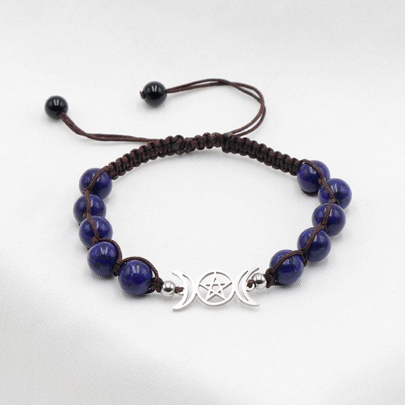 Couple Natural Stone Crystal Colorful Stone Woven Bracelet - Amazitshop