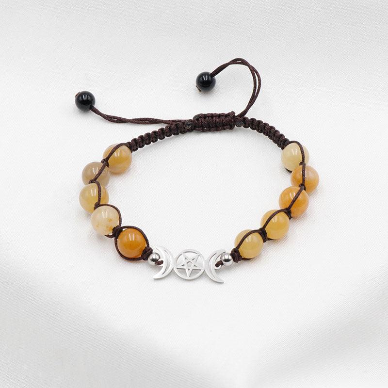 Couple Natural Stone Crystal Colorful Stone Woven Bracelet - Amazitshop