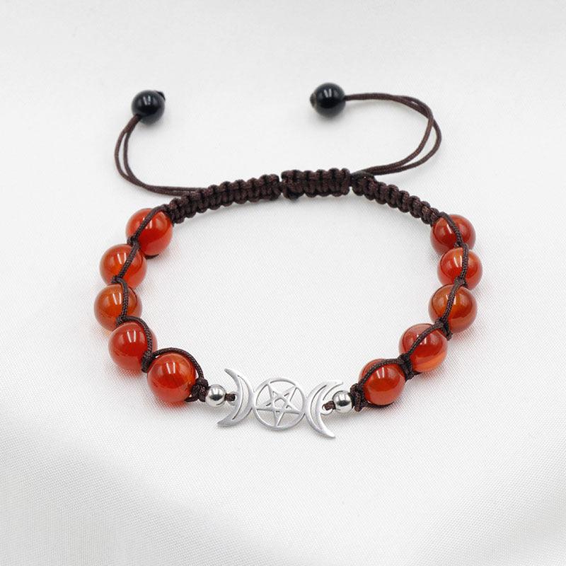 Couple Natural Stone Crystal Colorful Stone Woven Bracelet - Amazitshop