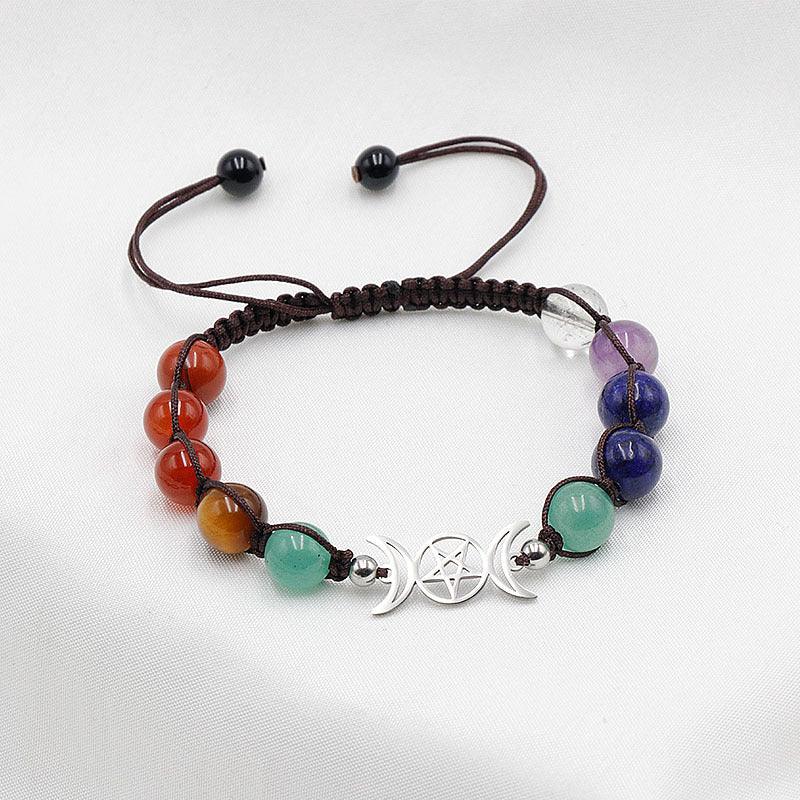 Couple Natural Stone Crystal Colorful Stone Woven Bracelet - Amazitshop