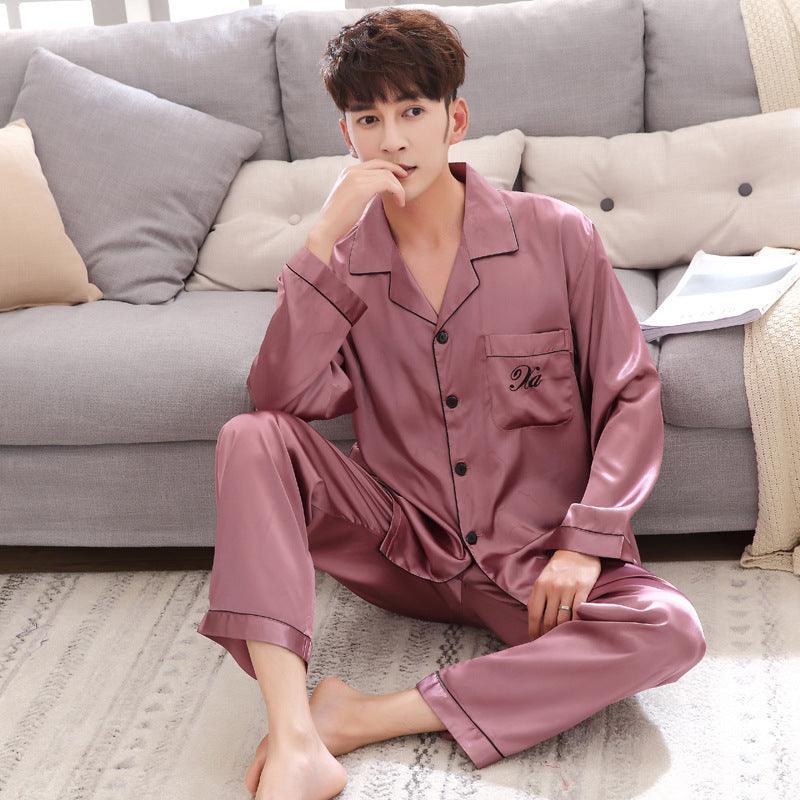 Couple pajamas women spring silk long - sleeved pajamas - Amazitshop