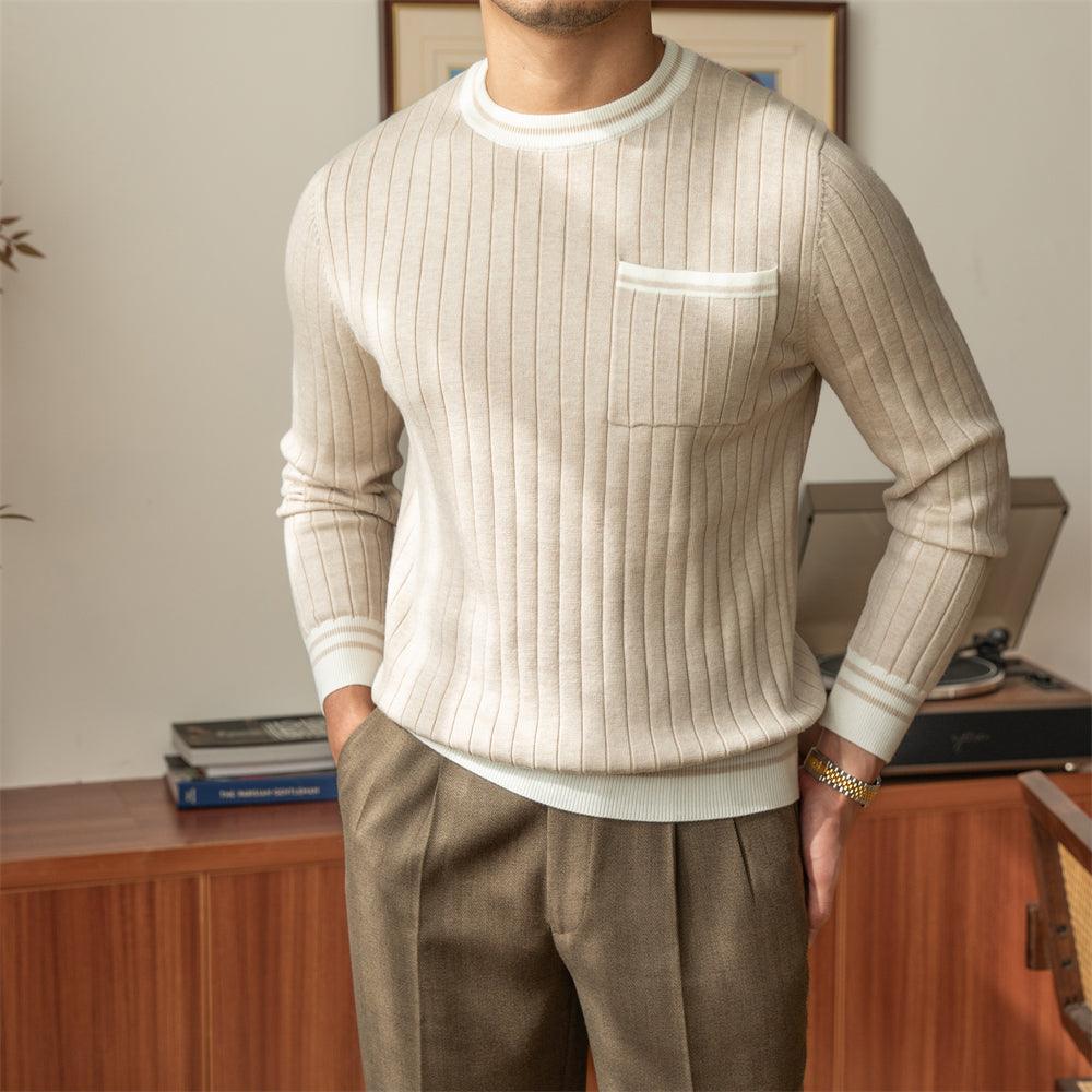 Crew Neck Long Sleeve Sweater Pullover - Amazitshop