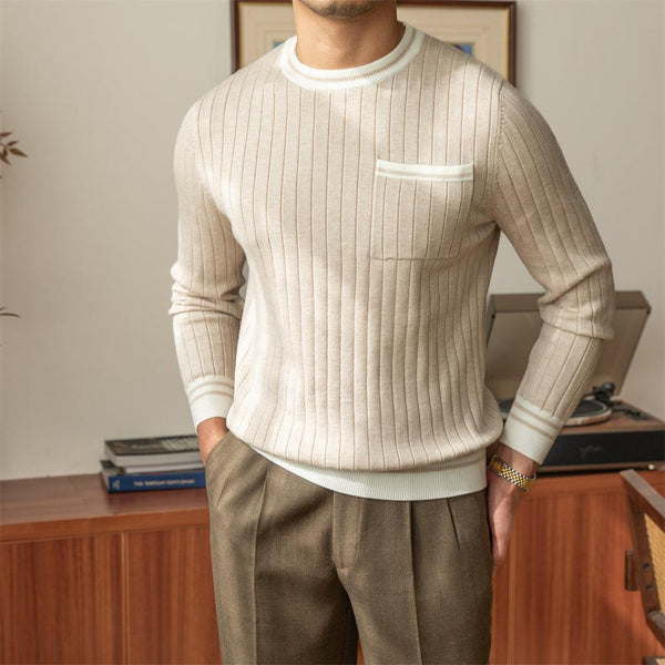 Crew Neck Long Sleeve Sweater Pullover - Amazitshop