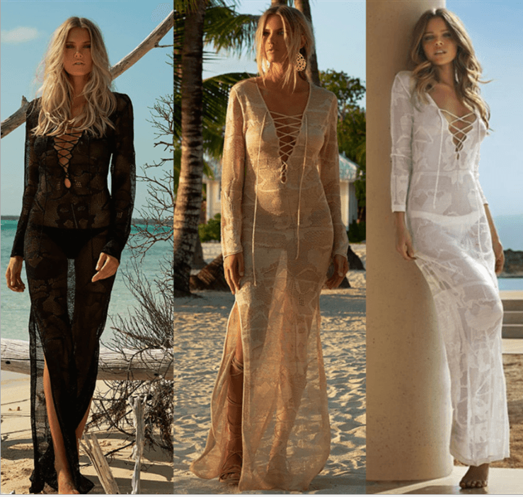 Crochet White Knitted Beach Cover up dress Tunic Long Pareos Bikinis Cover ups Swim Cover up Robe Plage Beachwear - Amazitshop