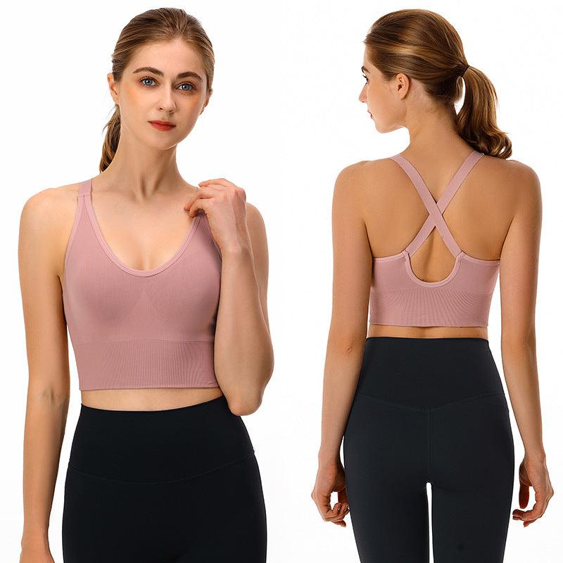Cross Back Yoga Sports Bra Plus Size - Amazitshop