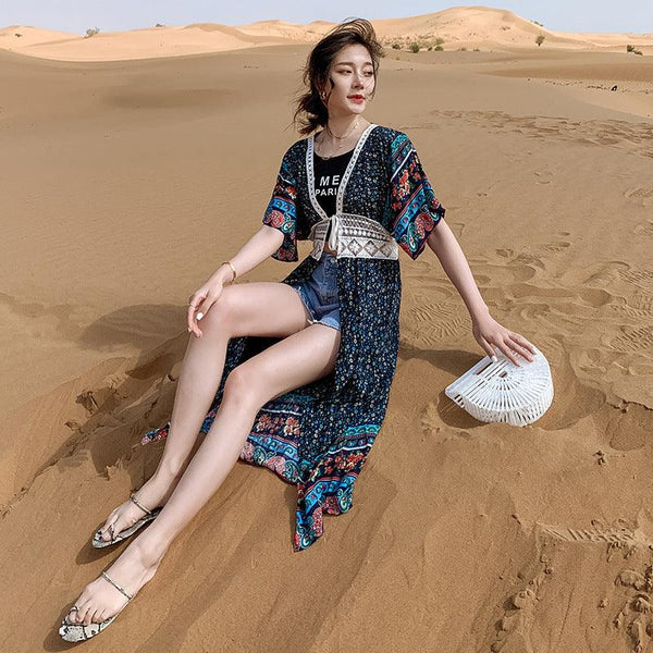 CUPSHE Boho Crochet Kimono Cover Up Woman Sexy Short Sleeve - Amazitshop