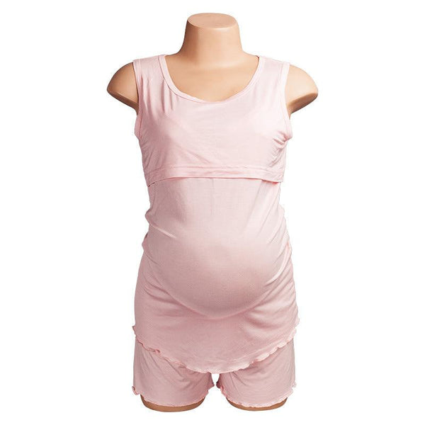 Curly Breastfeeding Vest Maternity Shorts Set - Amazitshop