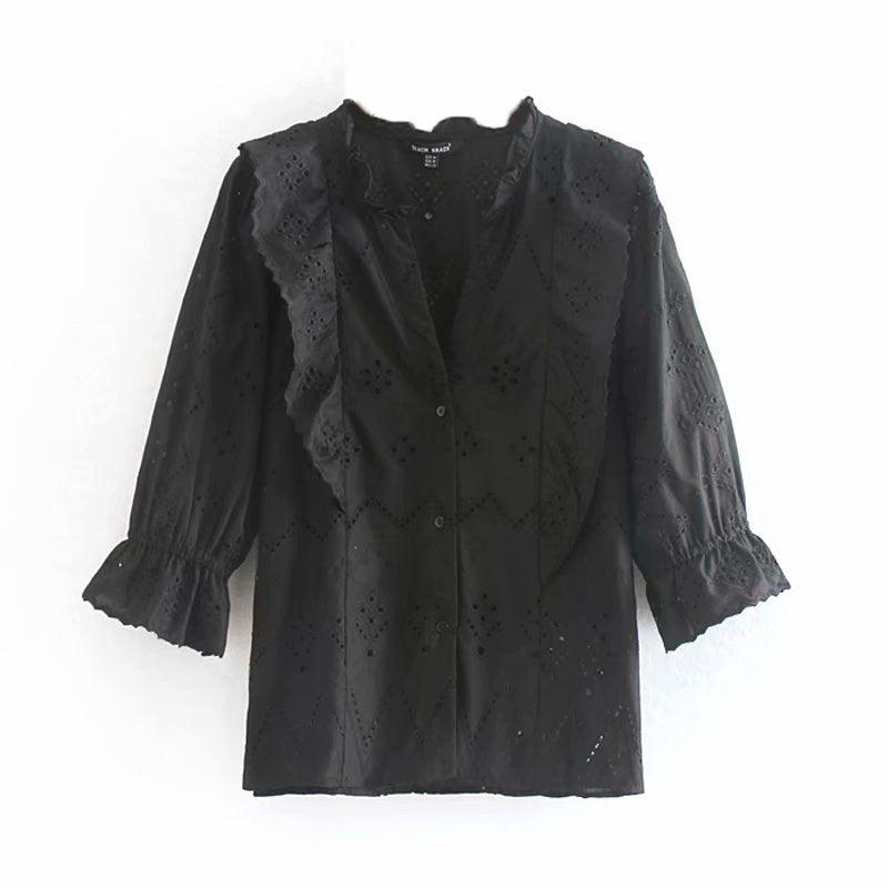 Cut - out embroidery shirt - Amazitshop