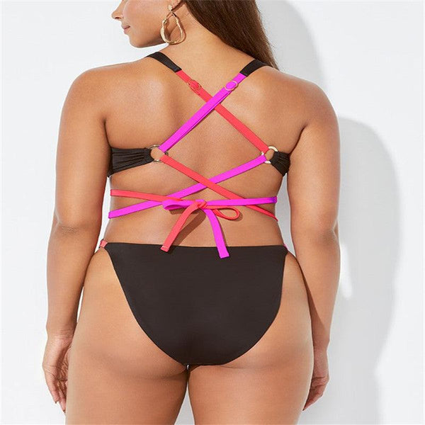 Cut out lace up sexy and fattening swimwear - Amazitshop