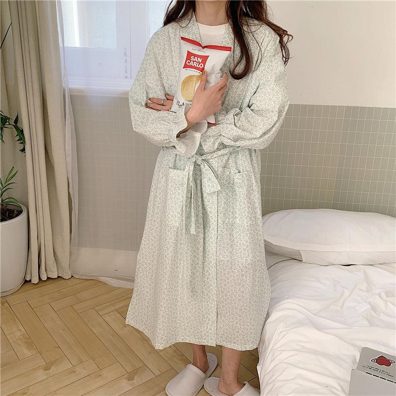 Cute Bathrobe Floral Long Kimono Loungewear - Amazitshop
