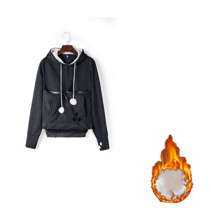Cute Hoodies Pullover Sweatshirts With Pet Pocket For Cat Clothes Winter Women - Amazitshop