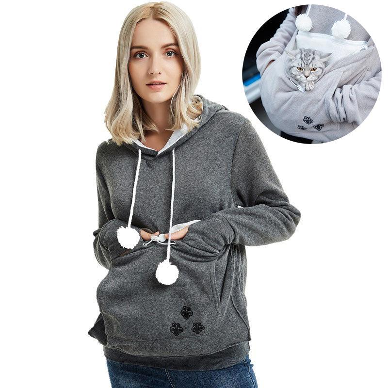 Cute Hoodies Pullover Sweatshirts With Pet Pocket For Cat Clothes Winter Women - Amazitshop