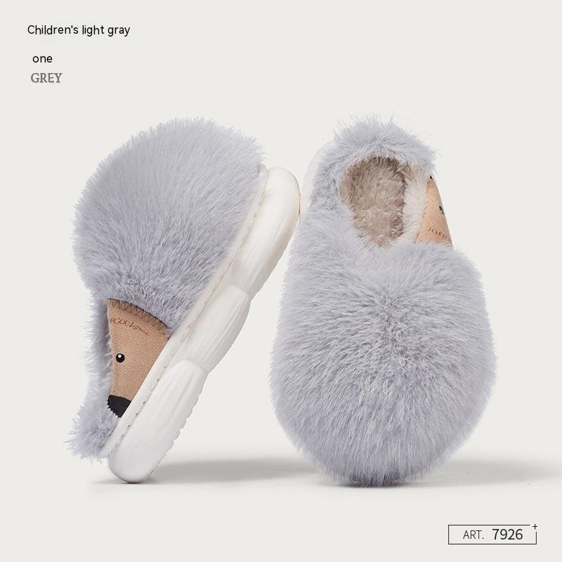 Cute Little Hedgehog Cotton Indoor Warm Velvet Slippers - Amazitshop