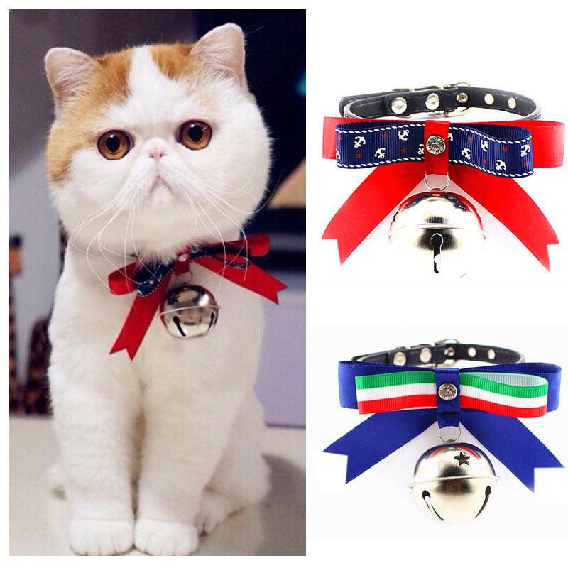 Cute Puppy Kitten Dogs Cat Pet Bow Tie Bell Bowtie Adjustable Bowknot Collars Pet Products Dog Accessories - Amazitshop