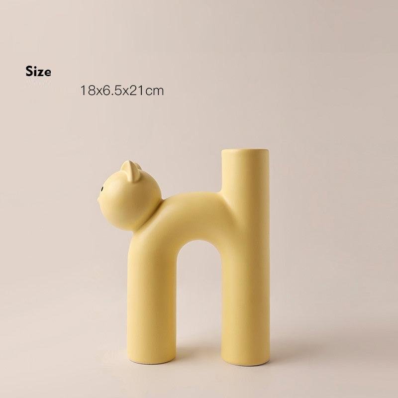Cute Tube Cat Vase Living Room Home Desktop Decoration Home Decor - Amazitshop