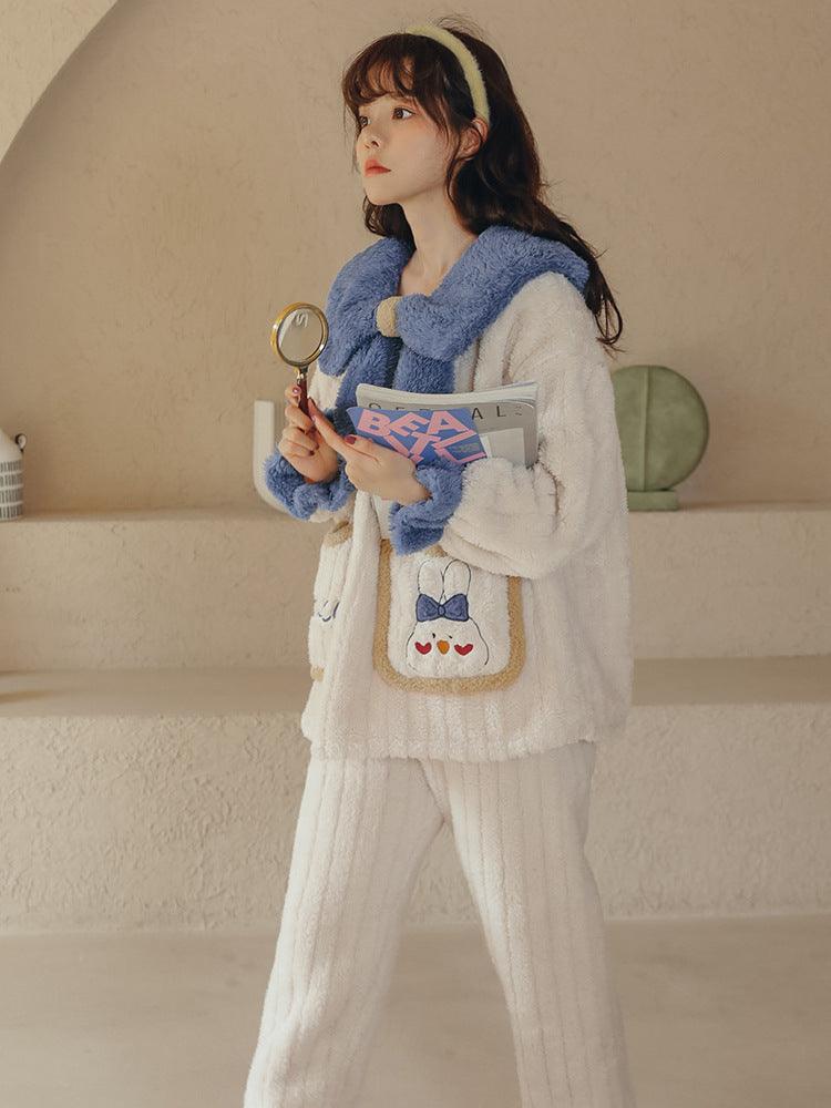 Cute Women's Flannel Long Thickened Loungewear - Amazitshop
