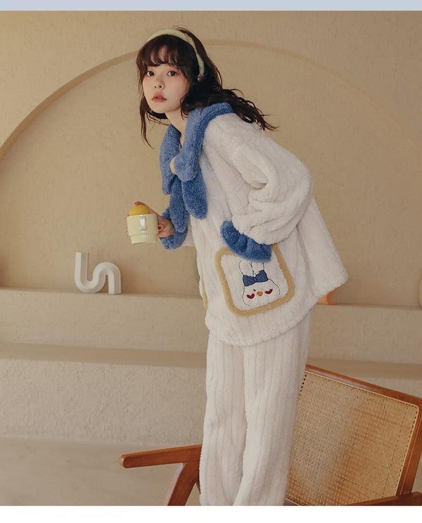 Cute Women's Flannel Long Thickened Loungewear - Amazitshop