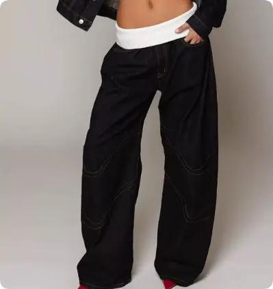 Loose-fitting Straight-leg Jeans With Pockets Fashion Casual Trousers Street-style Pants Women's Clothing by amazitshop