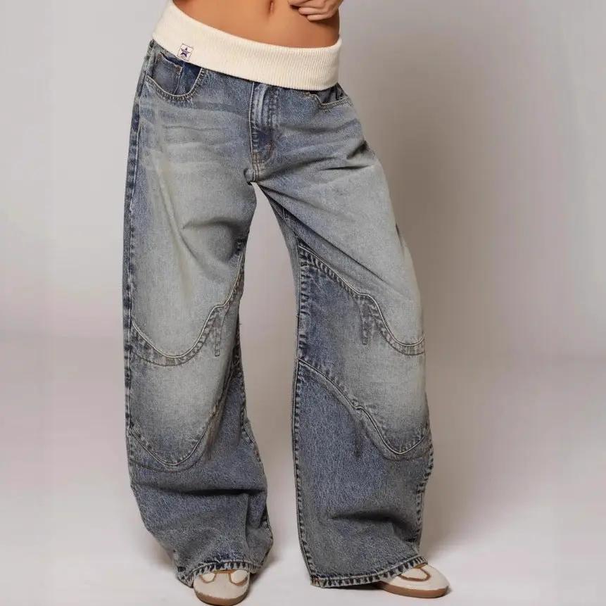 Loose-fitting Straight-leg Jeans With Pockets Fashion Casual Trousers Street-style Pants Women's Clothing by amazitshop