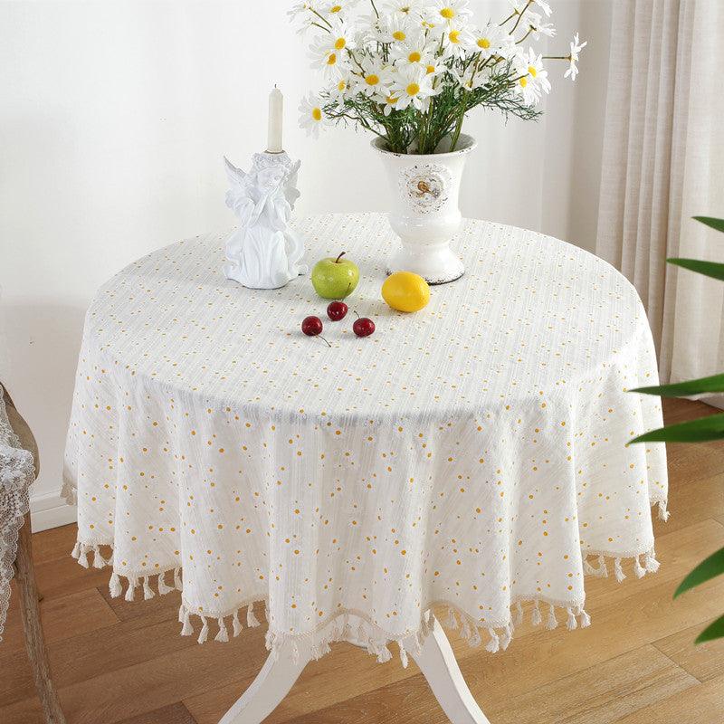 Daisy Lilac Cotton Jacquard Round Tablecloth - Amazitshop