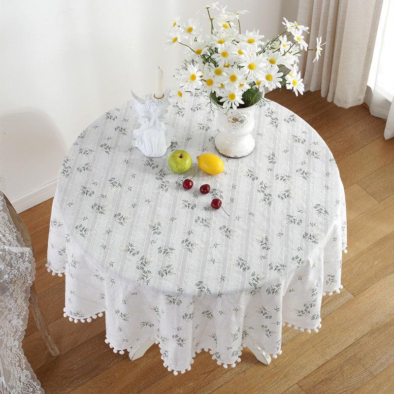 Daisy Lilac Cotton Jacquard Round Tablecloth - Amazitshop