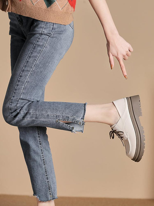 Deep Cut Thick Heel Shoes For Women - Amazitshop