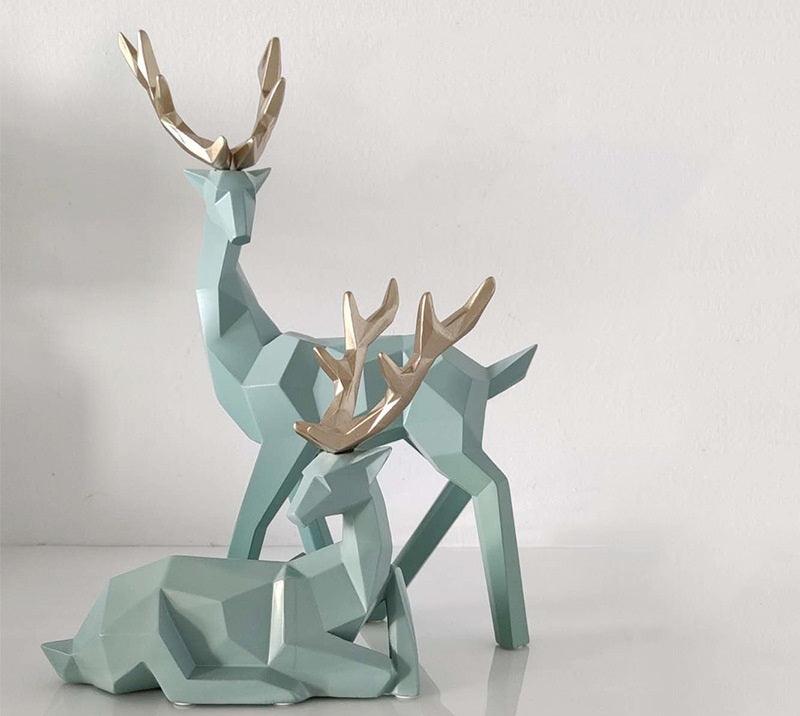 Deers Sculpture Resin Deer Statue Decoration Home Decor Statues Deer Figurines Modern Decoration Deers Table Ornament - Amazitshop