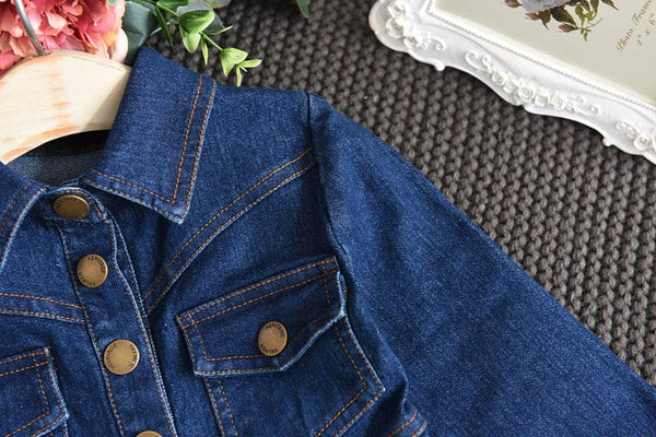 Denim Dress For Middle And Small Girls - Amazitshop