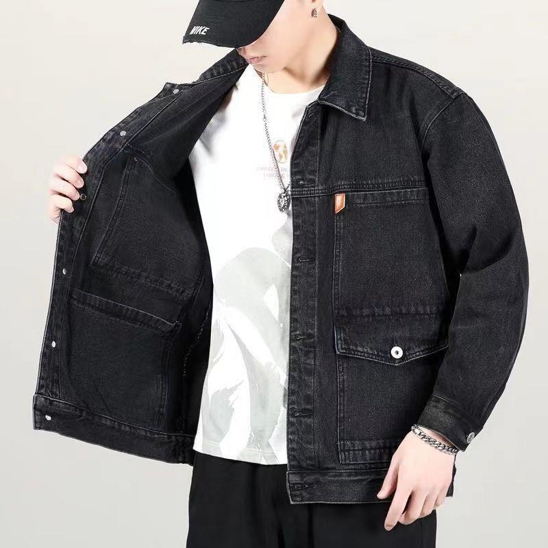 Denim Loose Spring And Autumn Trendy Workwear Jacket Top Denim Short Gown Men - Amazitshop