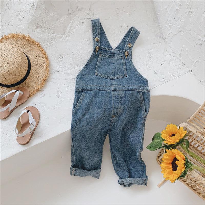 Denim overalls long - sleeved lace shirt Korean suit - Amazitshop