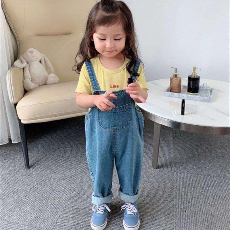 Denim Overalls Trousers Summer Children Middle And Small Children Korean - Amazitshop