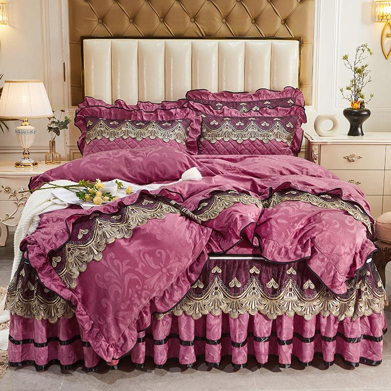 Detachable Bedding Four - piece Duvet Cover Bed Skirt - Amazitshop