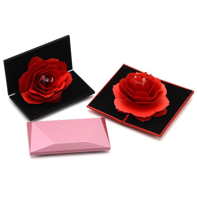 Diamond Shaped Vibrato With Rotating Rose Ring Box Valentines Day Gift - Amazitshop